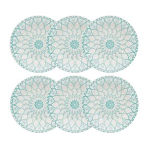 Prato Fundo De Cerâmica Estampa Donna Mandala 22cm 6 Unidades - Biona 091066