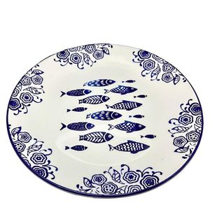 Jogo Prato Raso Jantar 4 Pessoas 4pçs Peixe Praia Mar 26cm
