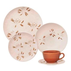 Conjunto De Jantar Oxford 20 Peças Unni Orquídea Marrom/bege