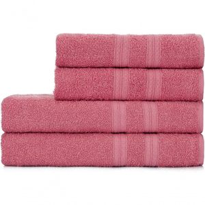 Toalhas De Banho 4 Peças 100% Algodão Alta Absorção (2 Banho + 2 Rosto ) Padrão Hotel pousada Rosê