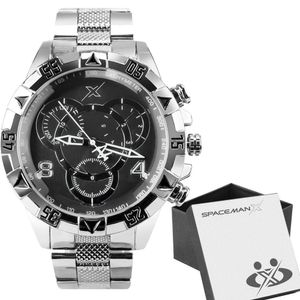 Relogio Prata Masculino Aço Inoxidavel + Premium Caixa Grande Mostrador Preto Presente Social Casual