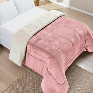 Edredom Queen Coberdrom Dupla Face Sherpa Mantinha Everest - Rosa Chiclete