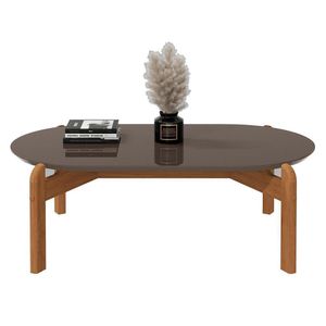 Mesa De Centro Lizz Oblonga Cinza Pérola-cedro - Casa D Cinza Pérola-cedro