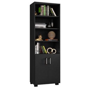 Livreiro 5 Prateleiras C- Portas Pequenas Office Preto