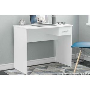 Mesa De Computador Solteiro Arapei Com 1 Gaveta Branco Politorno
