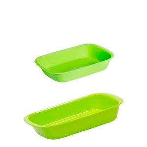 Conjunto De Travessa Servir 800ml + 1,2l 2 Peças Verde Em Polipropileno Vem