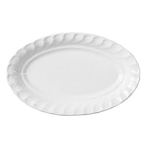 Travessa De Cerâmica 29cm Branca Oval Borda Frisada Cozinha Alimentos Class