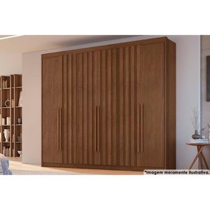Guarda Roupa 6 Portas (4 Ripadas) E 6 Gavetas Atenas Cacau - Conquista