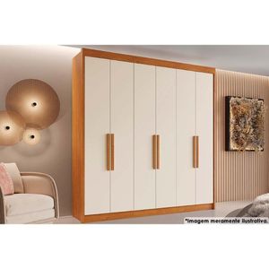 Guarda Roupa 6 Portas E 4 Gavetas Cannes Cinamomo-off White - Conquista