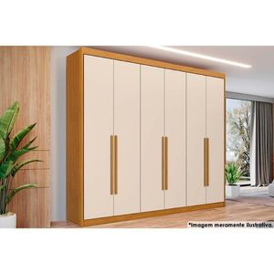 Guarda Roupa 6 Portas E 8 Gavetas Bérgamo Cinamomo-off White - Conquista