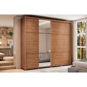 Guarda Roupa 2 Portas De Correr E 6 Gavetas C- Espelho Titan 1173 C- Pés Freijo - Carraro