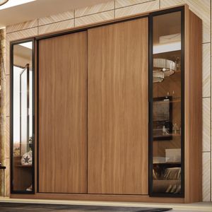 Guarda Roupa Casal 4 Portas Vidro Reflecta E 4 Gavetas Laredo Amêndola-nude Prime Tx