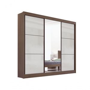 Guarda Roupa Cristal Casal 3 Portas Sem Pés 6 Gavetas D' Doro Castanho/off White