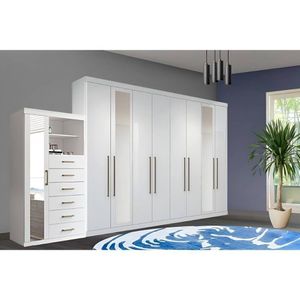 Guarda Roupa 2 Peças 1 Guarda Roupa + 1 Cômoda QC132 Branco Santos Andirá