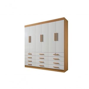 Guarda Roupa Casal 6 Portas 12 Gavetas Com Pés Mônaco Plus D' Doro Cinamomo/off White