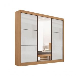 Guarda Roupa Cristal Casal 3 Portas Sem Pés 6 Gavetas D' Doro Cinamomo/off White