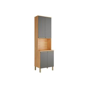 Módulo Cozinha Ronipa Nápoli  Paneleiro Napoli Com 4 Portas E 1 Nicho Para Forno 66x222cm Amendoa Grafite Ronipa
