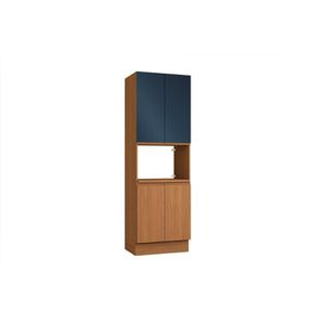 Paneleiro De Cozinha Modulado Ciela R629 Com 4 Portas E 1 Nicho Para Forno 70x220cm Canela Azul