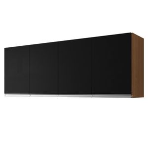Armário Aéreo Andréia 150cm 4 Portas Amêndoa-preto - Ajl Móveis Amêndoa-preto