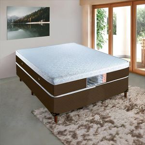 Base E Colchao Casal Stylle Unico Molas Ensacadas 1,88 X 1,38 X 0,70 Branco - Marrom
