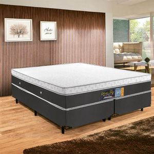 Base E Colchao Queen Pacific Firme Molas Ensacadas 1,98 X 1,58 X 0,74 Branco - Cinza