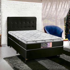 Base E Colchao Casal Confort Molas Ensacadas 1,88x1,38x0,67 Branco - Preto