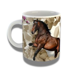 Caneca De Porcelana 325ml Com Design 3d Exclusivo Cavalo