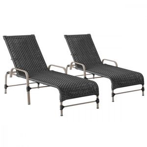 2 Espreguiçadeiras Reclinavel Catar Fendi Trama Original Preto