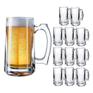 Jogo 12 Caneca De Chopp Zero Grau Vidro Transparente Casual Resistente Bar 380ml Class Home