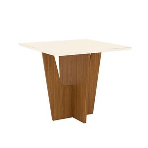 Mesa De Jantar Danielly 90 Cm Tampo Reto Com Vidro Nature Off White - Henn