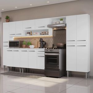 Armário De Cozinha Completa 325cm Branco Emilly Madesa 06 Branco