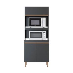 Armário Torre Quente Forno Sabrina 80x202cm Mdp Menu Móveis Preto