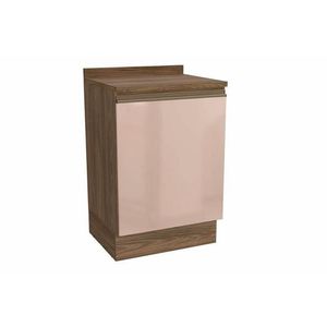 Gabinete De Cozinha Modulado Balcão Curve Com Tampo 60cm Nogueira Macadamia