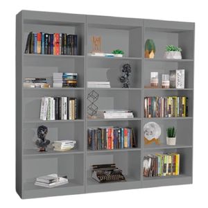 Kit 3 Estantes Livreiro Office Multiuso 12 Prateleiras Cinza J&a Cinza