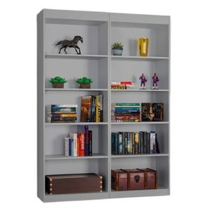 Kit 2 Estantes Livreiro Office Multiuso 8 Prateleiras Cinza J&a Cinza