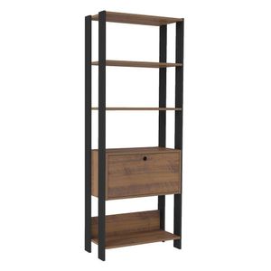 Estante Para Livros Match Com 1 Porta E 3 Prateleiras Artely Pinho Preto