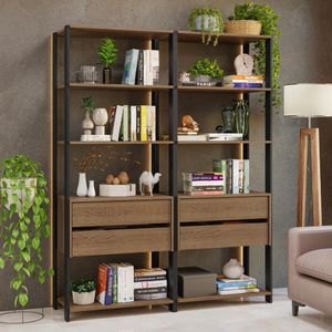 Estante Armário Multiuso Para Livros 4 Gavetas 8 Prateleiras 140cm Rustic Preto Madesa