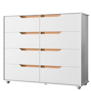 Cômoda Grande 8 Gavetas Doble Flex Branco Freijó