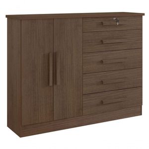 Cômoda New Athos 5 Gavetas Com Sapateira D' Doro Castanho