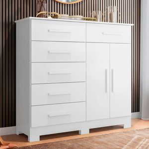 Cômoda Sapateira Mandarim 6 Gavetas 2 Portas Mdp Branco