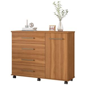 Cômoda Flora 4 Gavetas E 1 Porta 4130 Demóbile Amêndoa