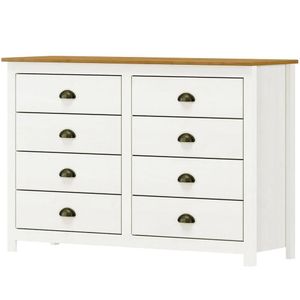 Comoda 8 Gavetas Madeira Maciça 125 Cm 9102 Branco Freijo Milani Store