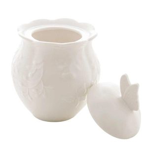 Acucareiro Porcelana New Bone Butterfly Flower 9,5x9,5x13cm