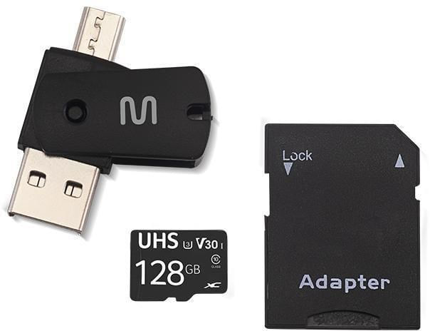 Adaptador USB Multilaser MC153 Dual Drive Com Adaptador SD Com CartãoMemoria UHS3 C10 128GB