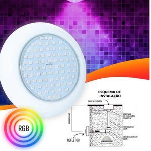 Refletor Power Led 15W Abs Iluminação Para Piscina Rgb Cor Da Luz Multicolorida - Brustec