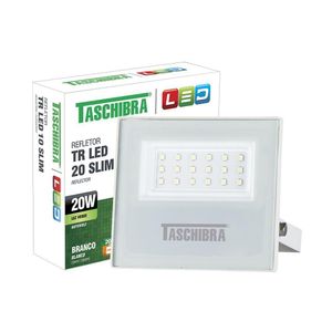 Refletor Taschibra Led Tr Slim 20W Luz Verde Branco Bivolt