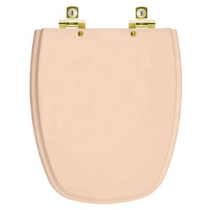 Assento Sanitário Com Amortecedor Monte Carlo Rosa Floral Para Vaso Deca Com Ferragem Dourada