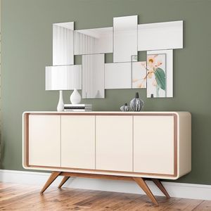 Buffet Channel Industrial Luxo Moderno 4 Portas 100% Mdf Nature Com Off White