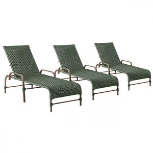 3 Espreguiçadeiras Reclinavel Catar Marrom Corda Nautica Verde