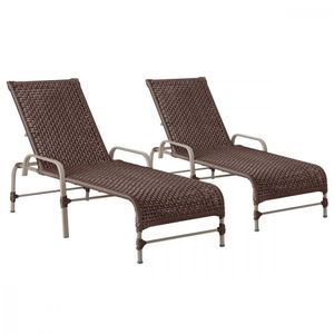 2 Espreguiçadeiras Reclinavel Catar Fendi Trama Original Marrom